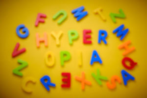 The word hyperopia written out in blurry letters