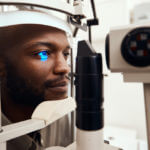 A young man getting an eye exam