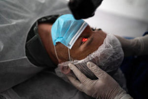 Patient on an eye surgery