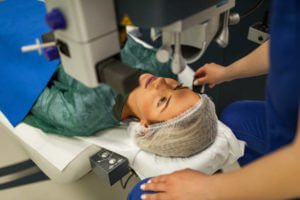 Preparing patient for laser eye surgery