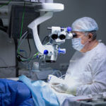 Eye surgeon is performing PRK LASIK surgery in the operating room